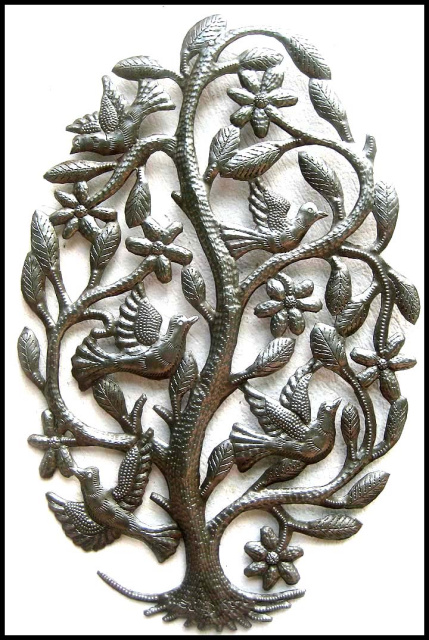 Birds in Tree, Metal wall art, Haiti Metal Art